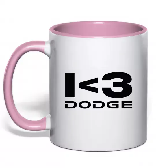 Чашка с цветной ручкой I <3 Dodge Нежно розовый фото