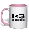 Чашка с цветной ручкой I <3 Dodge Нежно розовый фото