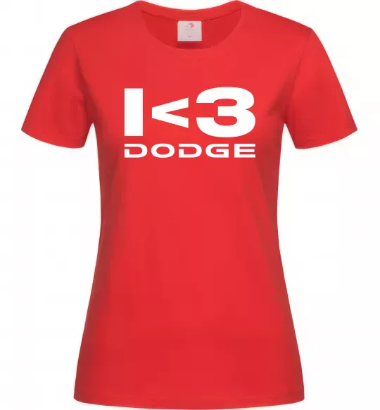 Женская футболка I <3 Dodge Красный фото