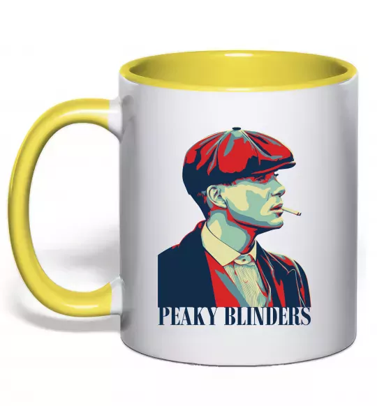 Чашка с цветной ручкой Peaky blinders Солнечно желтый фото