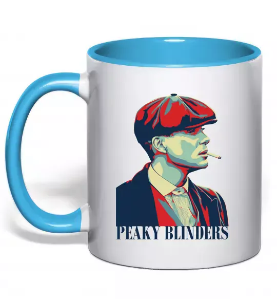 Чашка с цветной ручкой Peaky blinders Голубой фото