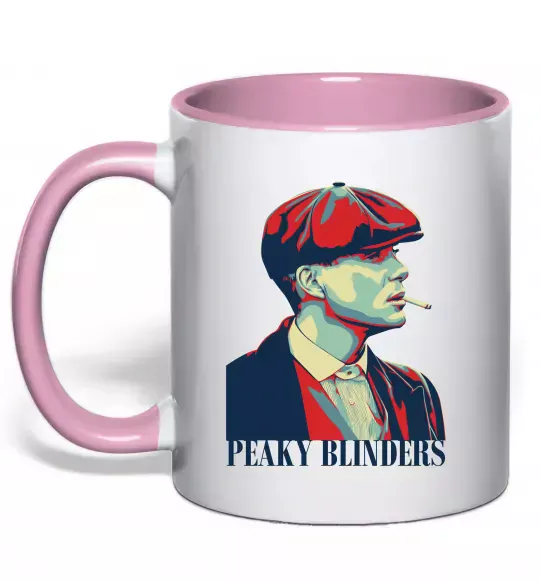 Чашка с цветной ручкой Peaky blinders Нежно розовый фото