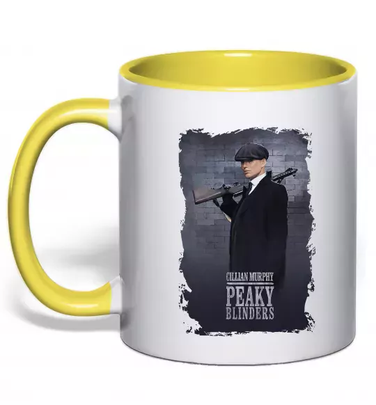 Чашка с цветной ручкой Cillian Murphy in Peaky Blinders Солнечно желтый фото