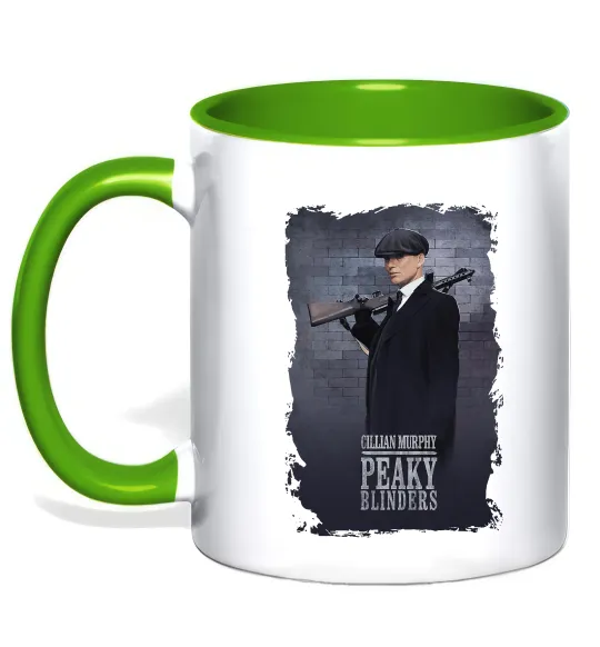 Чашка с цветной ручкой Cillian Murphy in Peaky Blinders Лаймовый фото