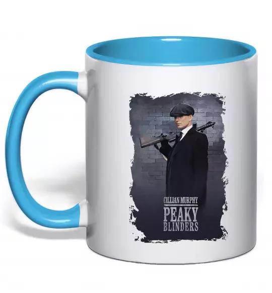 Чашка с цветной ручкой Cillian Murphy in Peaky Blinders Голубой фото