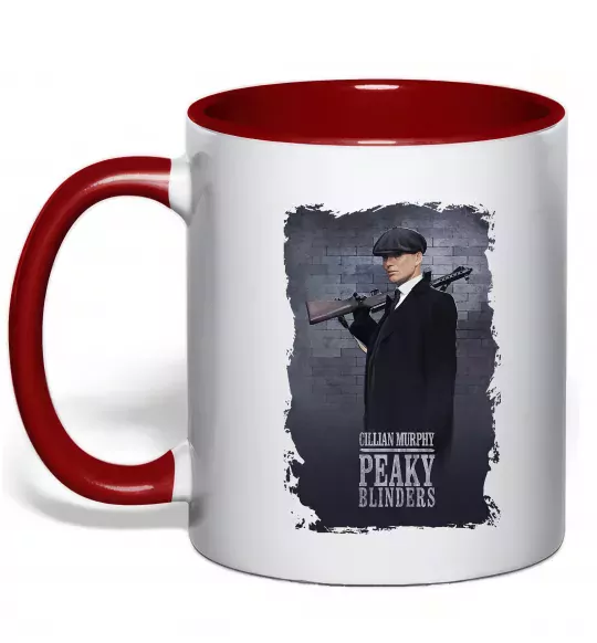 Чашка с цветной ручкой Cillian Murphy in Peaky Blinders Красный фото