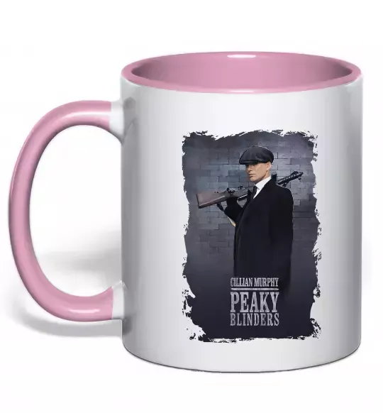Чашка с цветной ручкой Cillian Murphy in Peaky Blinders Нежно розовый фото