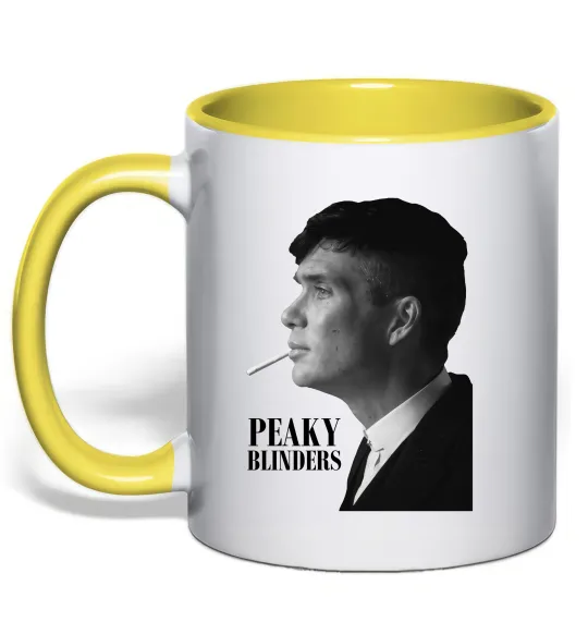 Чашка с цветной ручкой Шелбі з цигаркою Лимонный фото