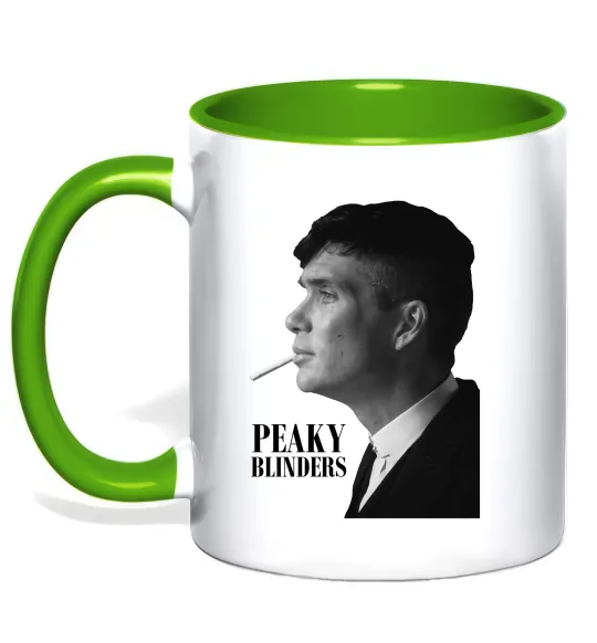 Чашка с цветной ручкой Шелбі з цигаркою Лаймовый фото