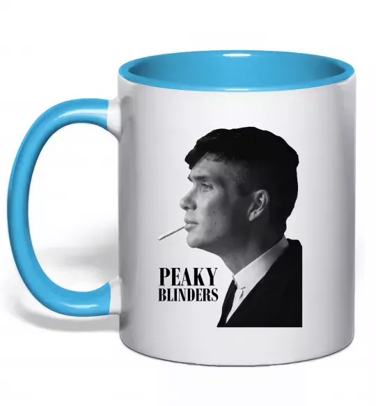 Чашка з кольоровою ручкою Шелбі з цигаркою Блакитний фото