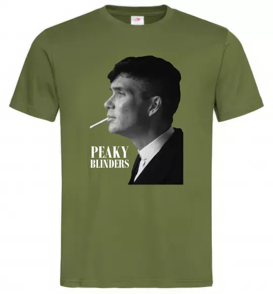 Мужская футболка Шелбі з цигаркою Оливковый фото