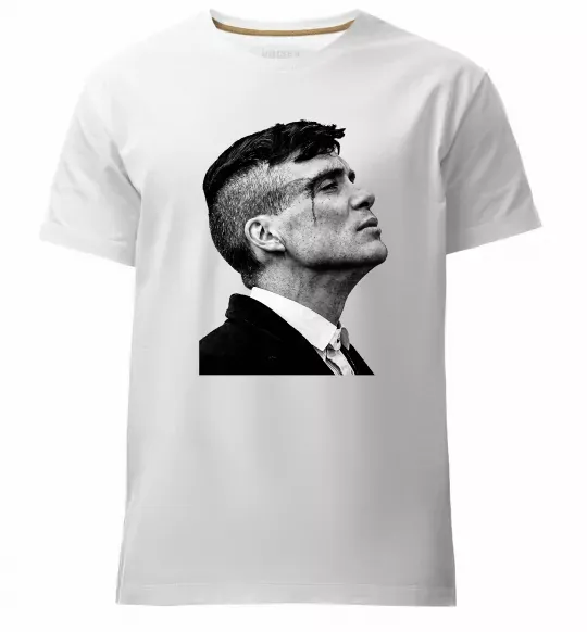 Мужская премиум футболка Шелбі з розбитою бровою Белый фото