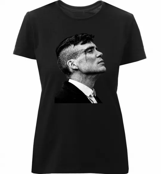 Жіноча преміум футболка Шелбі з розбитою бровою Чорний фото