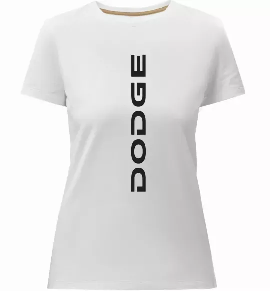 Жіноча преміум футболка Dodge вертикальний напис Білий фото