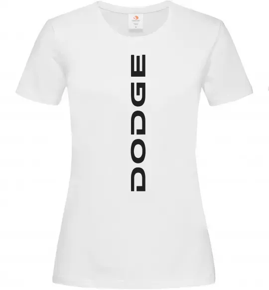 Жіноча футболка Dodge вертикальний напис Білий фото