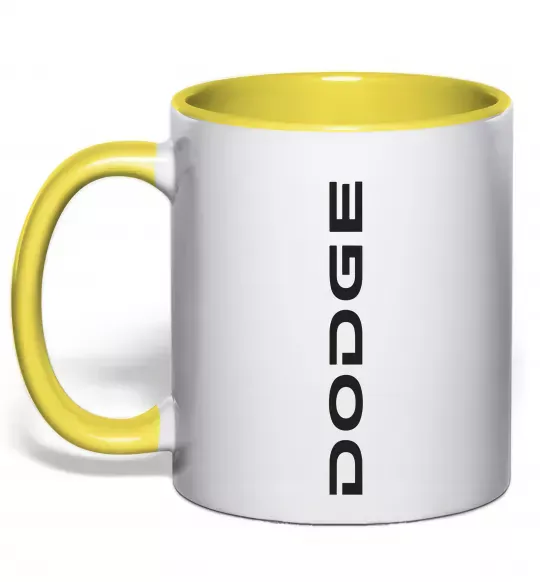 Чашка з кольоровою ручкою Dodge вертикальний напис Сонячно жовтий фото