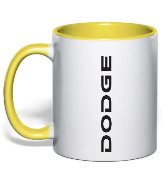 Чашка с цветной ручкой Dodge вертикальний напис Лимонный фото