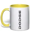 Чашка с цветной ручкой Dodge вертикальний напис Лимонный фото
