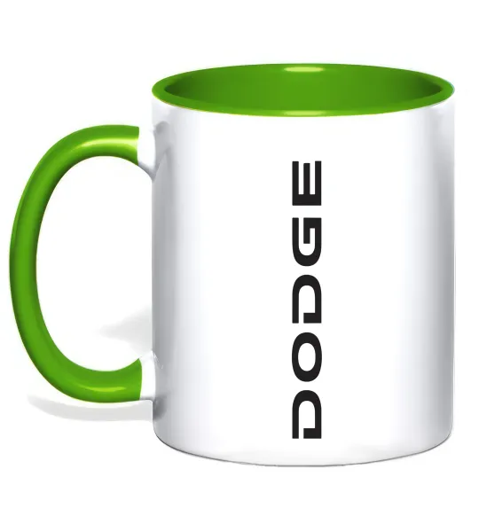 Чашка с цветной ручкой Dodge вертикальний напис Лаймовый фото