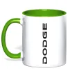 Чашка с цветной ручкой Dodge вертикальний напис Лаймовый фото