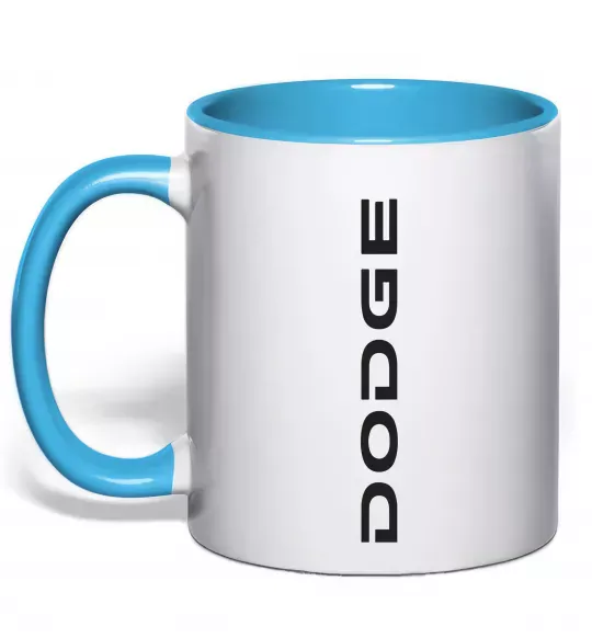 Чашка з кольоровою ручкою Dodge вертикальний напис Блакитний фото