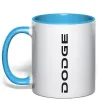 Чашка з кольоровою ручкою Dodge вертикальний напис Блакитний фото