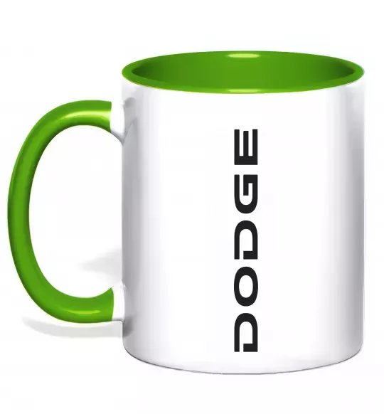 Чашка з кольоровою ручкою Dodge вертикальний напис Зелений фото