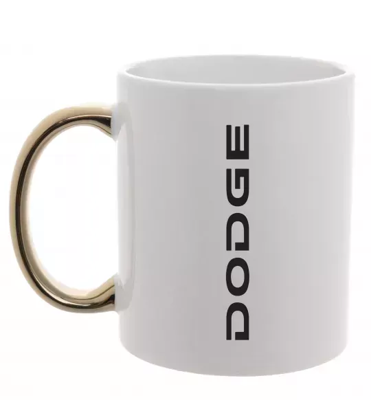 Чашка з кольоровою ручкою Dodge вертикальний напис Золото фото