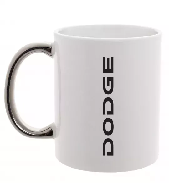 Чашка з кольоровою ручкою Dodge вертикальний напис Срібло фото