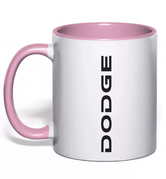 Чашка з кольоровою ручкою Dodge вертикальний напис Ніжно рожевий фото