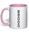 Чашка з кольоровою ручкою Dodge вертикальний напис Ніжно рожевий фото