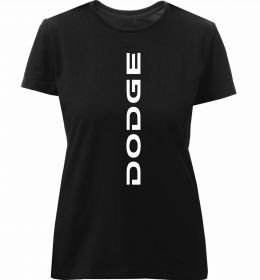 Женская премиум футболка Dodge вертикальний напис