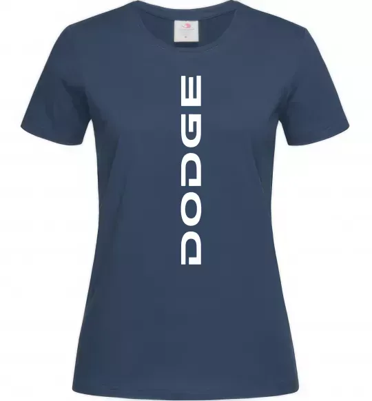 Жіноча футболка Dodge вертикальний напис Темно-синій фото