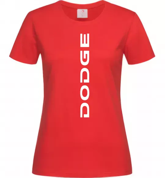 Жіноча футболка Dodge вертикальний напис Червоний фото