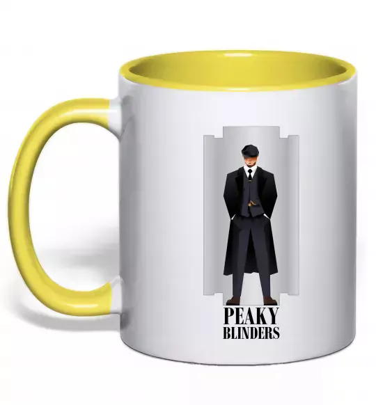 Чашка з кольоровою ручкою Гострі картузи лезо Сонячно жовтий фото