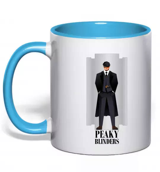 Чашка з кольоровою ручкою Гострі картузи лезо Блакитний фото