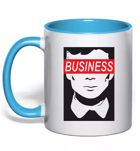 Чашка з кольоровою ручкою Thomas Shelby Блакитний фото