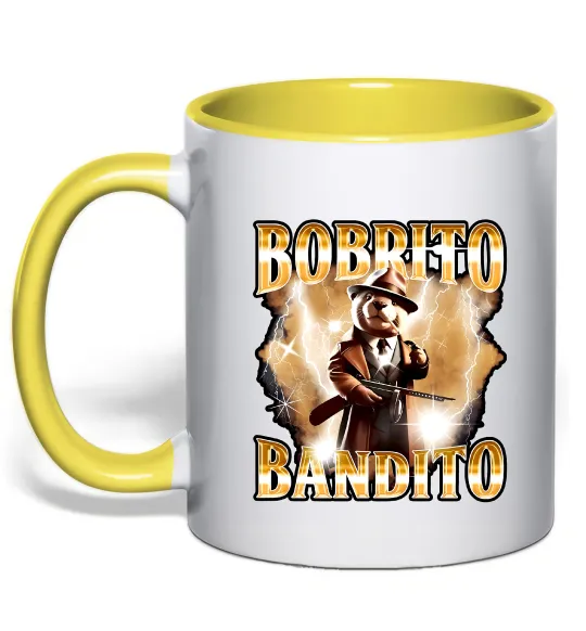 Чашка з кольоровою ручкою Bobrito bandito Лимонний фото