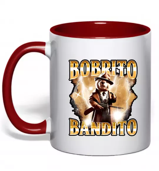 Чашка з кольоровою ручкою Bobrito bandito Червоний фото