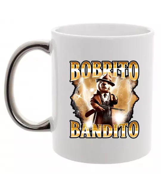 Чашка з кольоровою ручкою Bobrito bandito Срібло фото