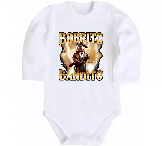 Детский боди Bobrito bandito Белый фото