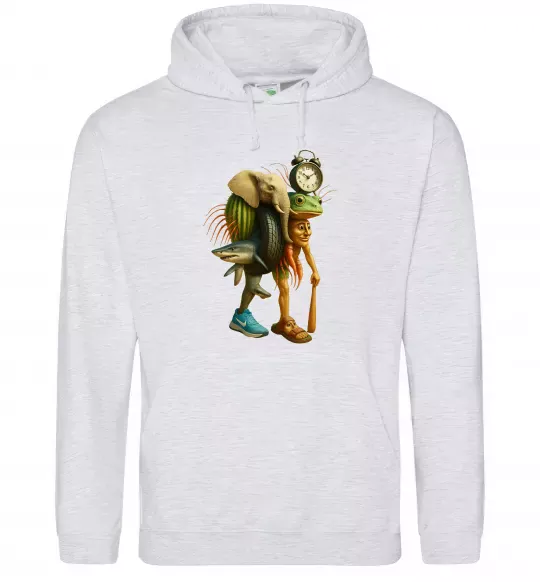 Чоловіча толстовка (худі) Trippa Troppa Tralala Lirilì Rilà Tung Tung Сірий меланж фото