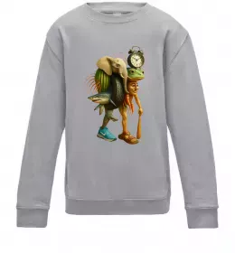 Детский Свитшот Tung tung tung sahur Серый меланж фото Детский Свитшот Tung tung tung sahur Серый меланж фото