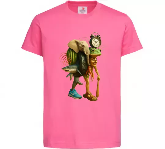 Дитяча футболка Trippa Troppa Tralala Lirilì Rilà Tung Tung Яскраво-рожевий фото