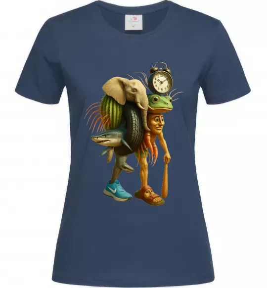 Жіноча футболка Trippa Troppa Tralala Lirilì Rilà Tung Tung Темно-синій фото