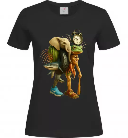 Жіноча футболка Trippa Troppa Tralala Lirilì Rilà Tung Tung Чорний фото