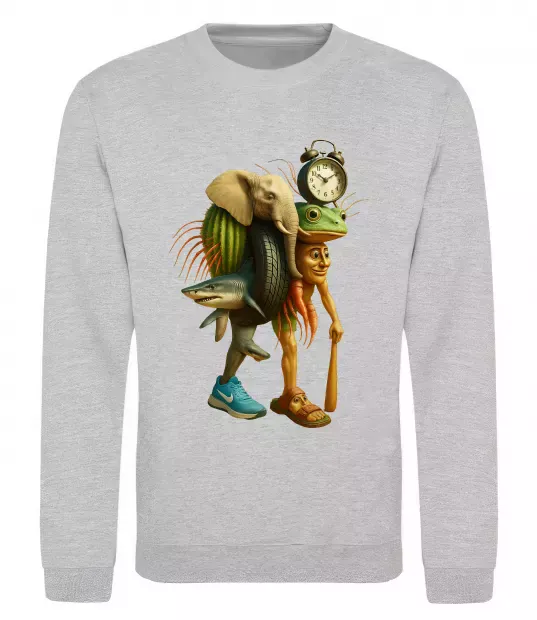 Світшот Trippa Troppa Tralala Lirilì Rilà Tung Tung Сірий меланж фото