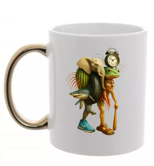 Чашка з кольоровою ручкою Trippa Troppa Tralala Lirilì Rilà Tung Tung Золото фото