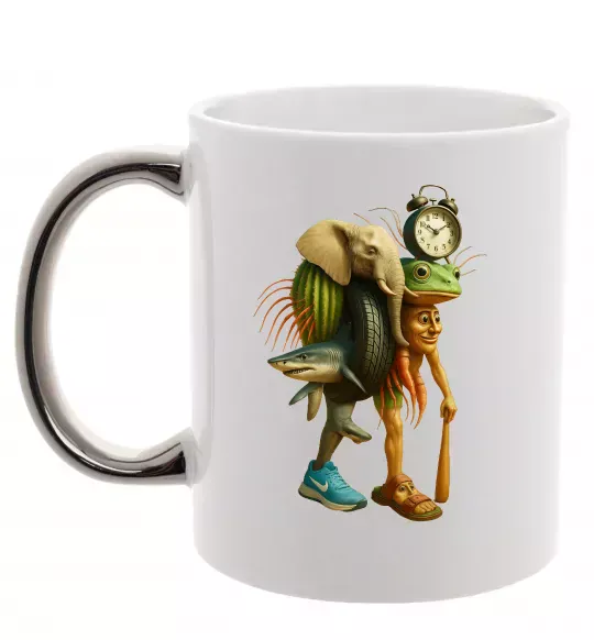 Чашка з кольоровою ручкою Trippa Troppa Tralala Lirilì Rilà Tung Tung Срібло фото