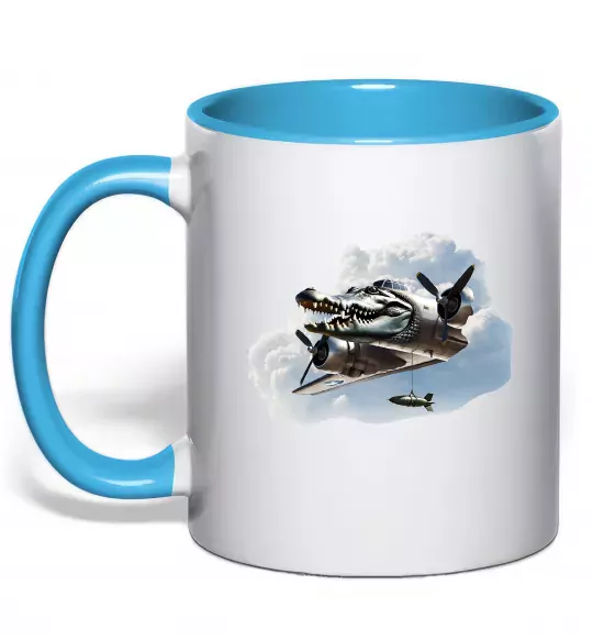 Чашка с цветной ручкой Bombardiro Crokodilo Голубой фото